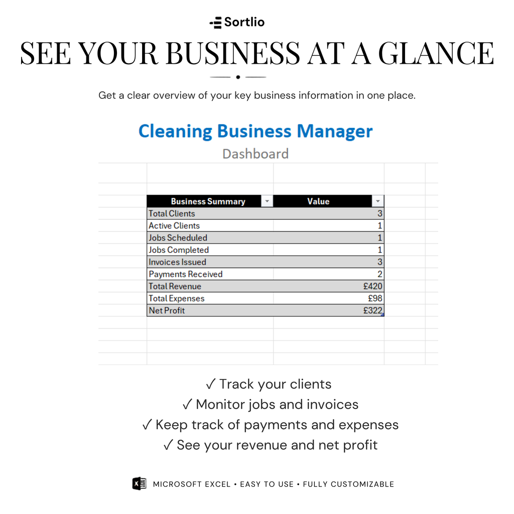 Cleaning Business Management Excel Spreadsheet